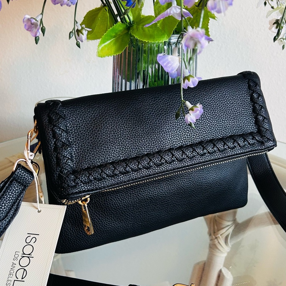 Black Textured Crossbody Bag